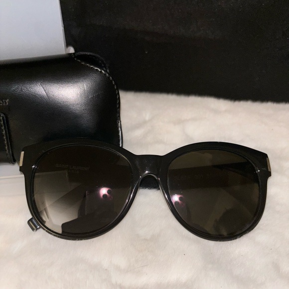 YSL | Yves Saint Laurent | All Black Sunglasses w Case | SL67/F 001 6518-140 - Picture 10 of 12
